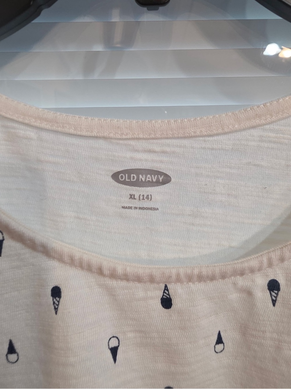 Old Navy Cream Tank Top with Navy Teardrop and Paisley Print - Picture 2 of 3